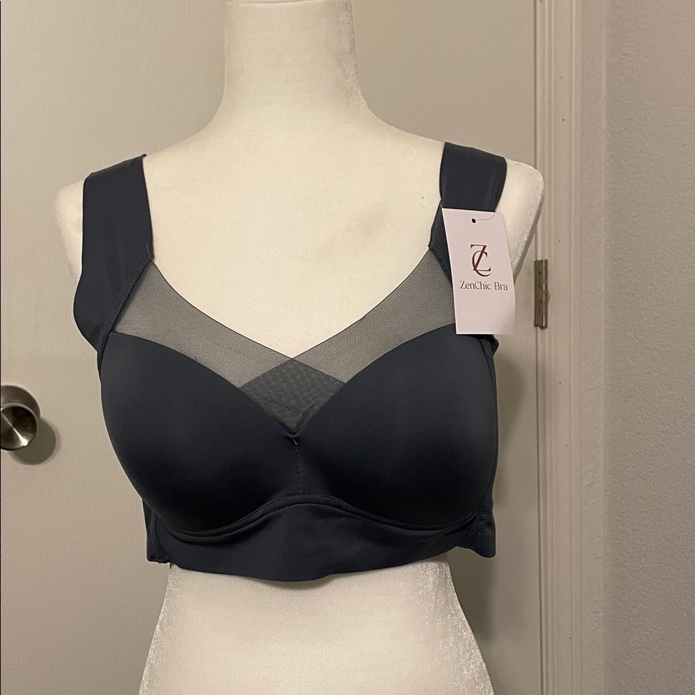 ZenChic Dark Blue Mesh Detail Bra NWT